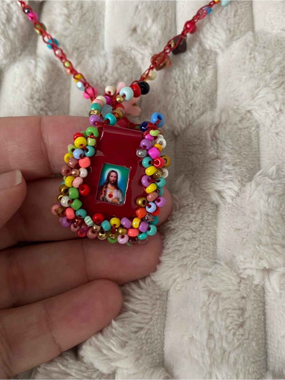 Handmade Colorful Beaded Necklace Escapulario